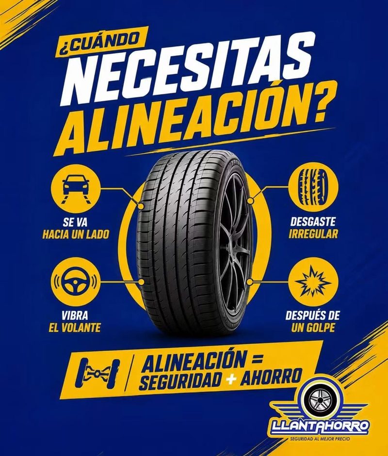 ¿Cuándo necesitas alineación? Si el auto se va hacia un lado, vibra el volante, hay desgaste irregular o después de un golpe